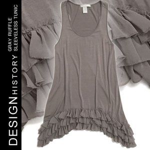 Design History Gray Ruffle Sleeveless Tunic Size S